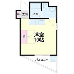 遠州鉄道 曳馬駅 徒歩23分の賃貸マンション 2階ワンルームの間取り