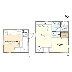 ＴＡＫＡＮＡＷＡ　ＣＵＢＥ　Ｅａｓｔ 1階2DKの間取り
