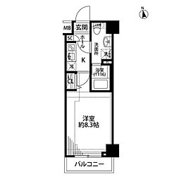 プレール・ドゥーク練馬中村橋 1階1Kの間取り