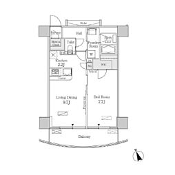 PARKFLATS芝浦 1LDKの間取図画像