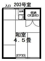 斉藤方アパート 2階ワンルームの間取り