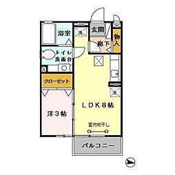 リビングタウン石川町　ＡＢ 1階1LDKの間取り