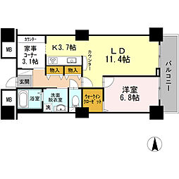 品川シーサイドビュータワー2 1LDKの間取図画像