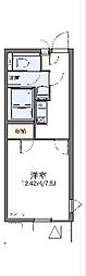 レオネクストさく2 1Kの間取図画像