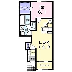 エクセレント・ヒルA 1LDKの間取図画像