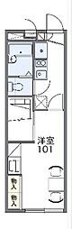 レオパレスレユール富永 1Kの間取図画像