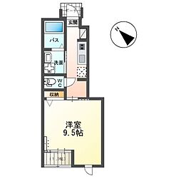 JR常磐線 勝田駅 徒歩33分の賃貸アパート 1階1Kの間取り