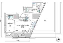 東京メトロ南北線 白金台駅 徒歩8分の賃貸マンション 6階1LDKの間取り