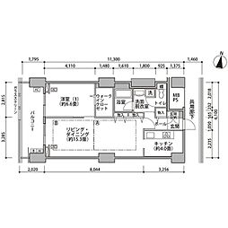 東雲キャナルコートＣＯＤＡＮ16号棟 3階1LDKの間取り