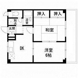 東武大師線 大師前駅 徒歩5分の賃貸マンション 1階2DKの間取り