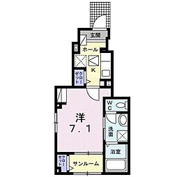 チェリーブロッサム 1Kの間取図画像