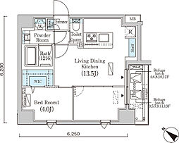 東京メトロ南北線 赤羽岩淵駅 徒歩3分の賃貸マンション 12階1LDKの間取り