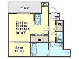 Z-MAISON岩槻 1LDKの間取図画像
