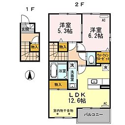 リュクレール 2LDKの間取図画像