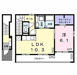 名鉄津島線 甚目寺駅 徒歩24分の賃貸アパート 2階1LDKの間取り