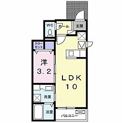 名鉄河和線 太田川駅 徒歩10分の賃貸アパート 1階1LDKの間取り
