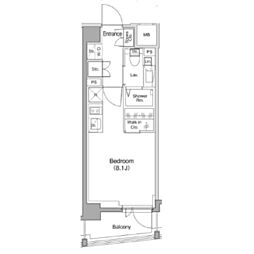 ザ・パークハビオ南大井 5階ワンルームの間取り