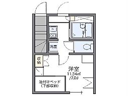 名古屋市営名港線 六番町駅 徒歩13分の賃貸アパート 1階1Kの間取り