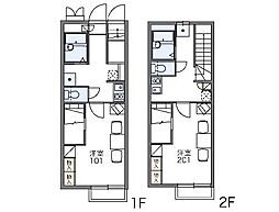 レオパレス薬師山ユイット 2階1Kの間取り