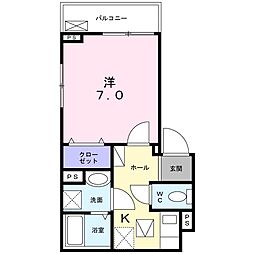 グランデパール　北小岩 1階1Kの間取り