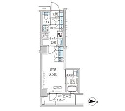 東急池上線 池上駅 徒歩7分の賃貸マンション 2階1Kの間取り