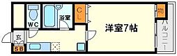 Osaka Metro御堂筋線 西中島南方駅 徒歩13分の賃貸マンション 4階1Kの間取り