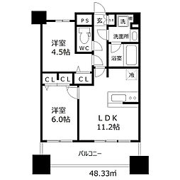 セレッソコートリバーサイドOSAKA 2LDKの間取図画像