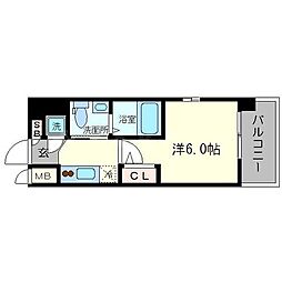 エスリード新北野 1Kの間取図画像