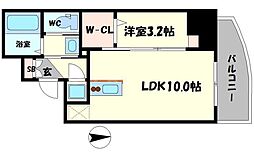 Osaka Metro中央線 堺筋本町駅 徒歩5分の賃貸マンション 2階1LDKの間取り