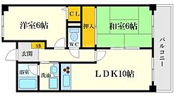 山田マンションビューテラス 2LDKの間取図画像
