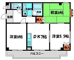 パレ月出 3DKの間取図画像