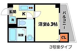 京阪本線 滝井駅 徒歩7分の賃貸マンション 7階1Kの間取り