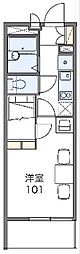 レオパレスザ　フィールド 2階1Kの間取り