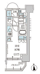 東京メトロ銀座線 上野広小路駅 徒歩4分の賃貸マンション 6階ワンルームの間取り
