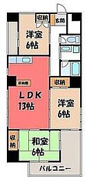 浅美マンション 3LDKの間取図画像