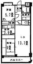 ヴェール・カルチェ 3階2LDKの間取り