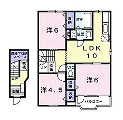 JR片町線(学研都市線) 住道駅 徒歩12分の賃貸アパート 2階3LDKの間取り