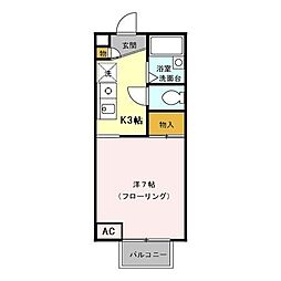 グレイスコート 1階1Kの間取り