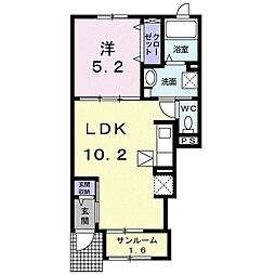 エトワール城跡 1LDKの間取図画像