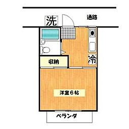 コーポ英和 2階1Kの間取り