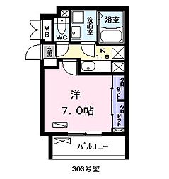 カーサ・エスペランサ 3階1Kの間取り