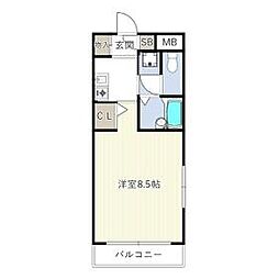 ＬＡ　ＣＯＭＯ　ＣＡＳＡ 2階1Kの間取り