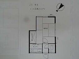 東友アパート 2階1Kの間取り