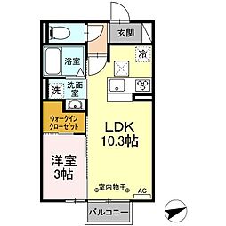 カーサ・アンソレイエ 1LDKの間取図画像
