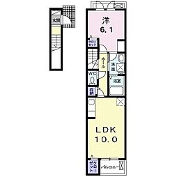 シャンテ 2階1LDKの間取り