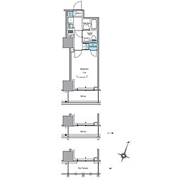 ルフォンプログレ渋谷ヒルトップ 12階1Kの間取り