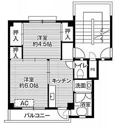 ビレッジハウス額原3号棟 2Kの間取図画像