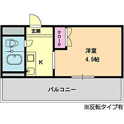 メゾン・ド・シュルヴィー ワンルームの間取図画像