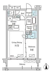 小田急小田原線 東北沢駅 徒歩6分の賃貸マンション 3階1LDKの間取り