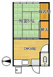 五十嵐荘 2階1DKの間取り